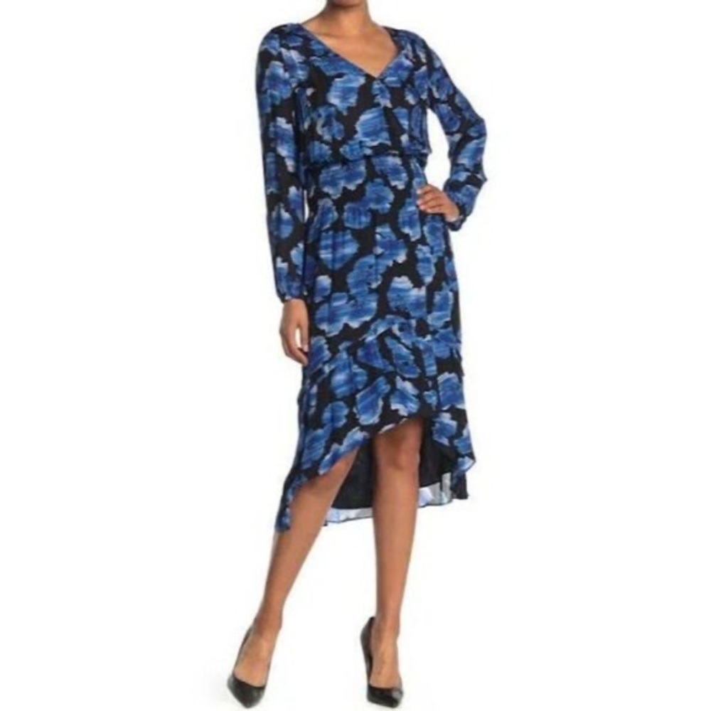 Parker Elizabeth Floral Blouson Dress In Tidal Rain - NWT - Retail $378